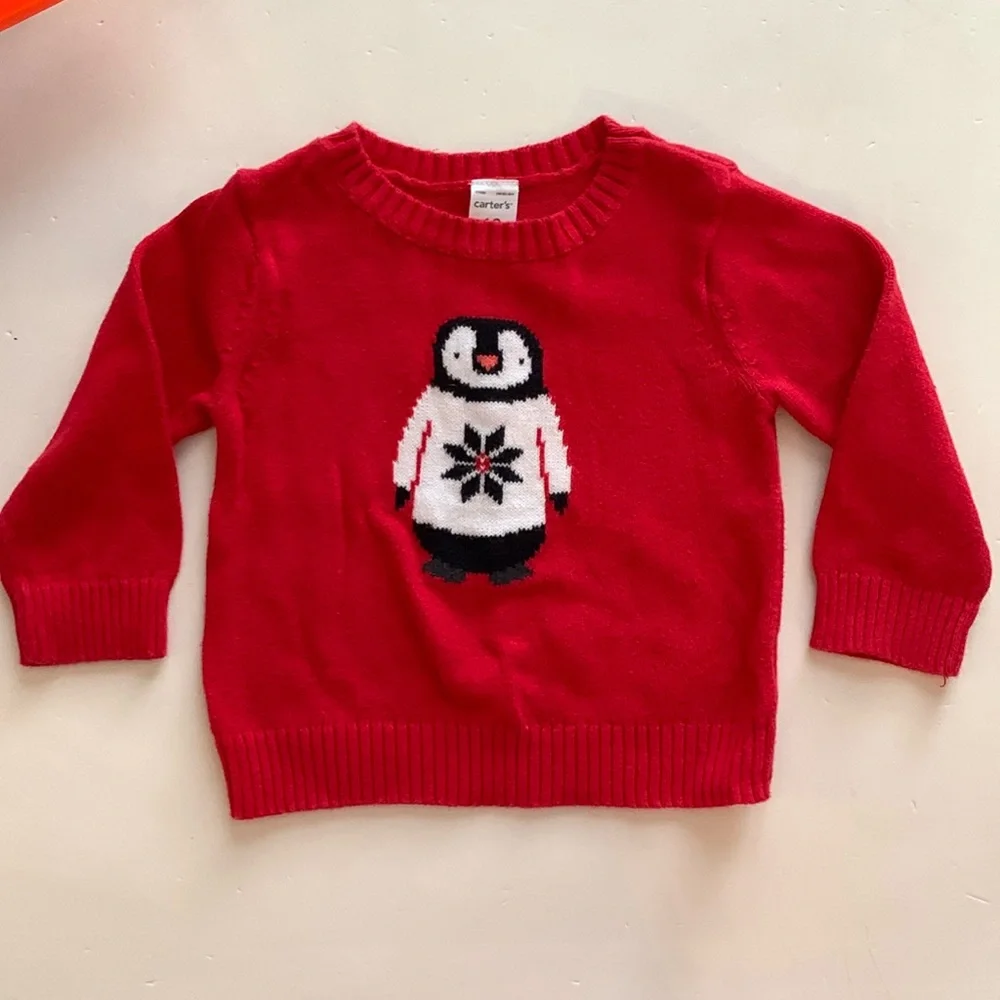 Carter’s Red Sweater with Penguin 12 Months